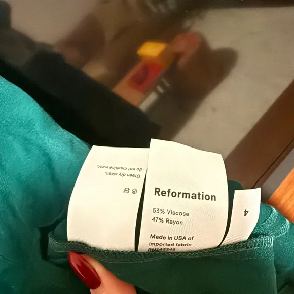 Reformation Forest Green Mini Dress - Picture 4 of 7